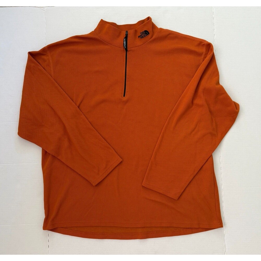 The North Face Men's XL Burnt Orange 1/4 Zip Mock Neck Waffle Knit Pullover Top